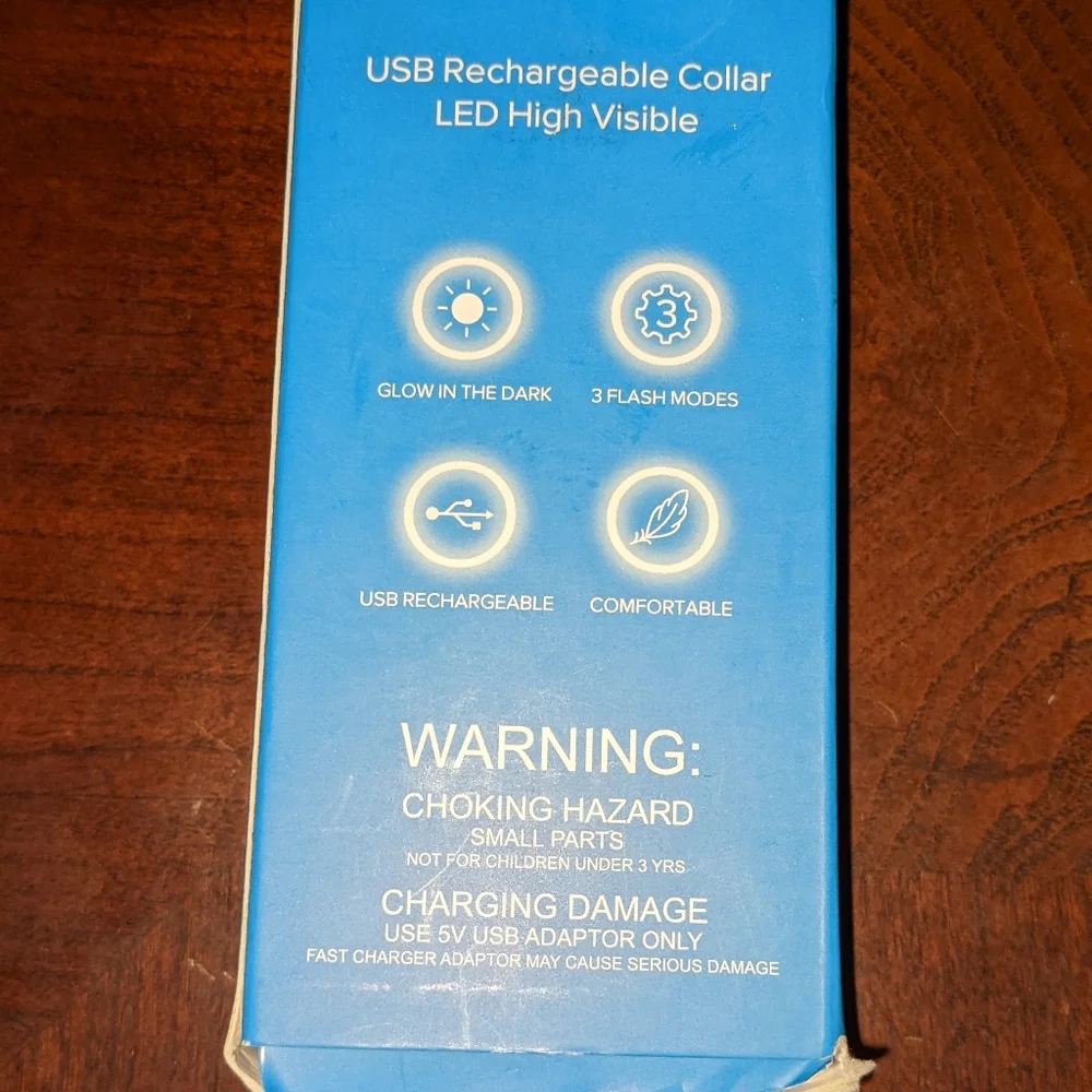 High Visibility Light Up Dog Collar Blue Size Small